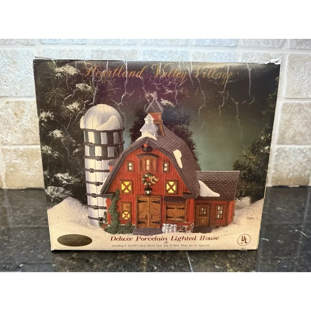 Heartland Valley Village‎ Red BARN with SILO Lighted Christmas House & Box